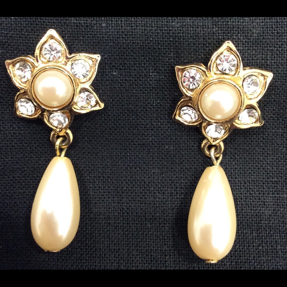 Boutique Gold Tone Faux Pearl Drop Earrings